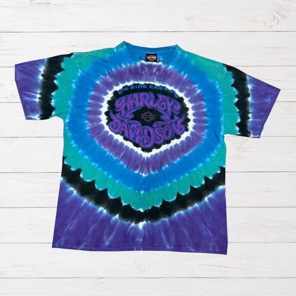 Vintage Harley Davidson Tie Dye Shirt XL Liquid Blue Style Global Products 2000s